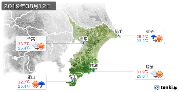 千葉県(2019年08月12日の天気