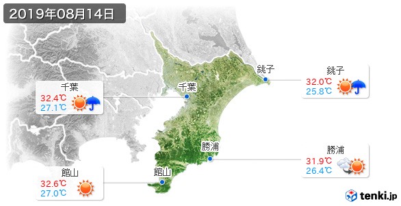 千葉県(2019年08月14日の天気