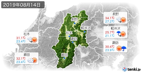 長野県(2019年08月14日の天気