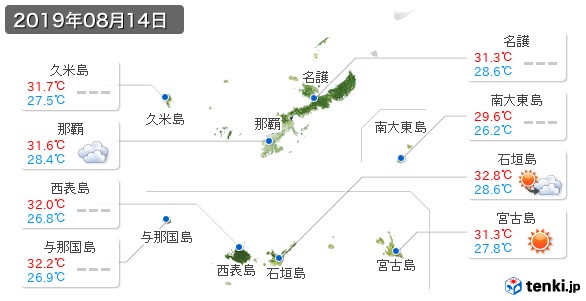 沖縄県(2019年08月14日の天気