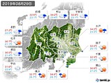2019年08月29日の関東・甲信地方の実況天気