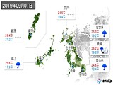 2019年09月01日の長崎県の実況天気