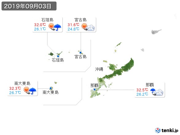沖縄地方(2019年09月03日の天気