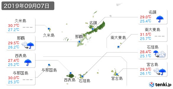 沖縄県(2019年09月07日の天気