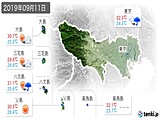 2019年09月11日の東京都の実況天気