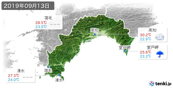 高知県(2019年09月13日の天気