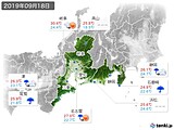 2019年09月18日の東海地方の実況天気