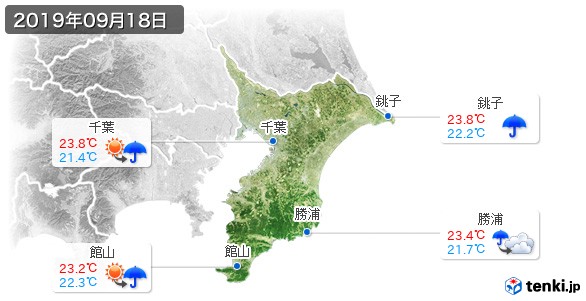 千葉県(2019年09月18日の天気