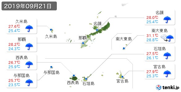 沖縄県(2019年09月21日の天気