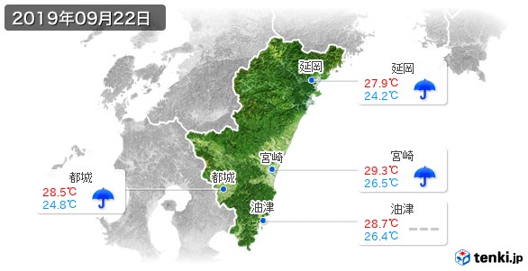 宮崎県(2019年09月22日の天気