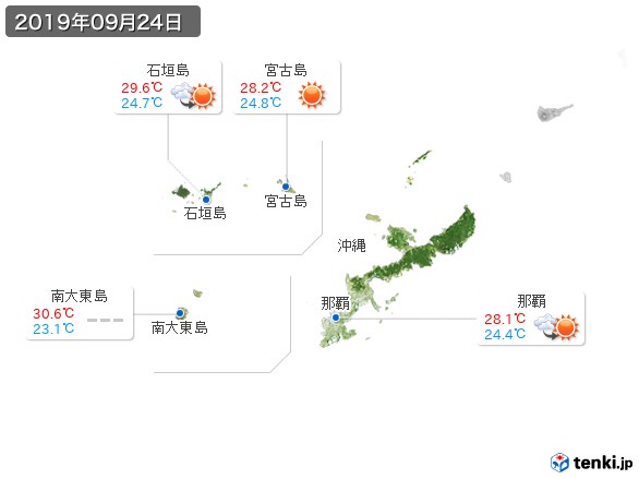 沖縄地方(2019年09月24日の天気