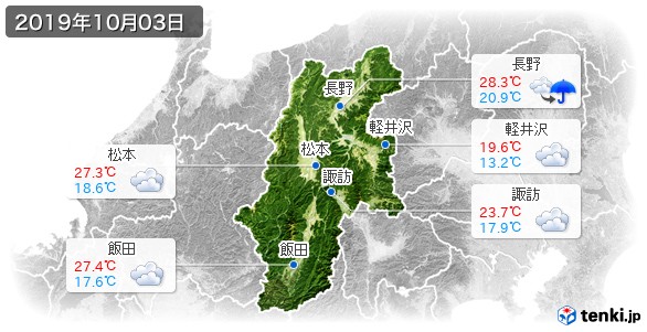 長野県(2019年10月03日の天気