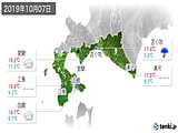 2019年10月07日の道南の実況天気