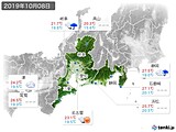 2019年10月08日の東海地方の実況天気