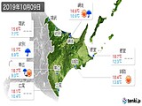 2019年10月09日の道東の実況天気