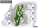 2019年10月11日の長野県の実況天気