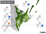 2019年10月14日の道東の実況天気