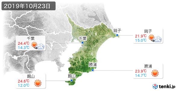 千葉県(2019年10月23日の天気