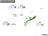 2019年10月29日の沖縄地方の実況天気