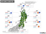 2019年11月01日の東北地方の実況天気