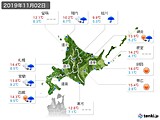 2019年11月02日の北海道地方の実況天気