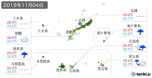 沖縄県(2019年11月04日の天気