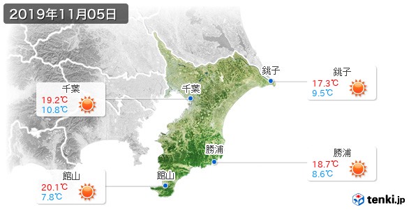 千葉県(2019年11月05日の天気