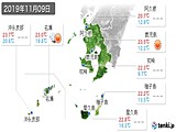 2019年11月09日の鹿児島県の実況天気