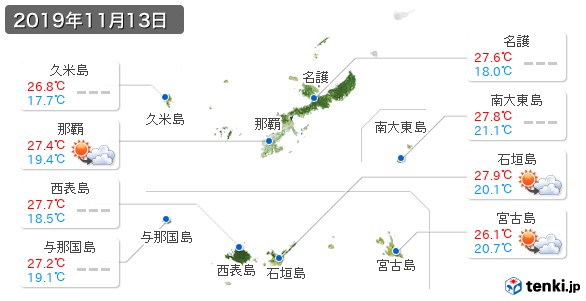 沖縄県(2019年11月13日の天気