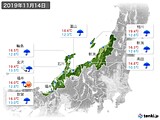 2019年11月14日の北陸地方の実況天気