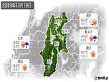 2019年11月19日の長野県の実況天気