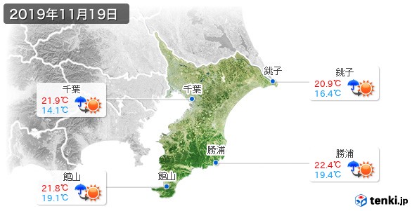 千葉県(2019年11月19日の天気