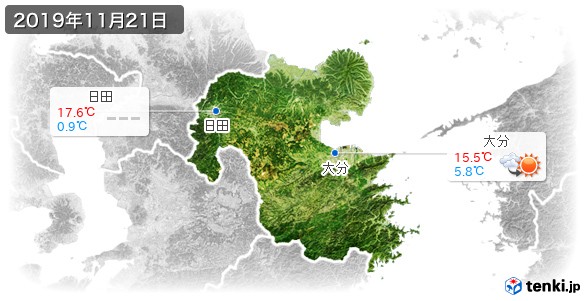 大分県(2019年11月21日の天気