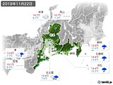 2019年11月22日の東海地方の実況天気