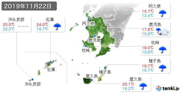 過去の天気 実況天気 2019年11月22日 日本気象協会 Tenki Jp