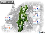 2019年11月24日の長野県の実況天気