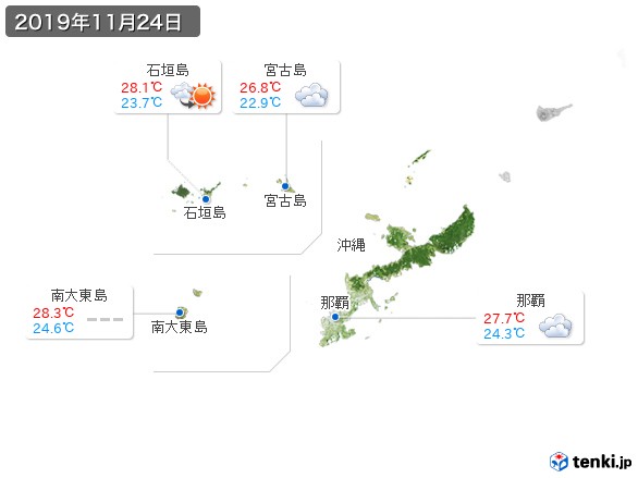 沖縄地方(2019年11月24日の天気
