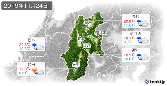 長野県(2019年11月24日の天気