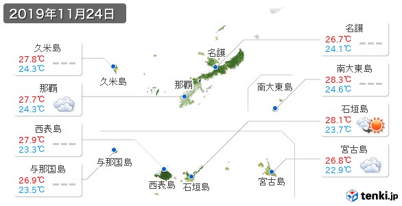 沖縄県(2019年11月24日の天気