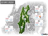 2019年11月25日の長野県の実況天気