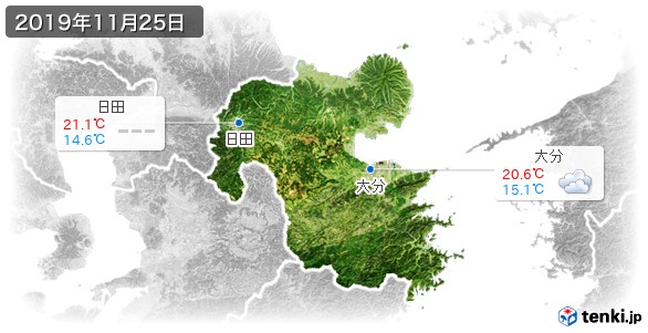 大分県(2019年11月25日の天気
