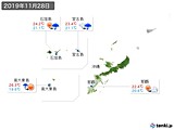 2019年11月28日の沖縄地方の実況天気