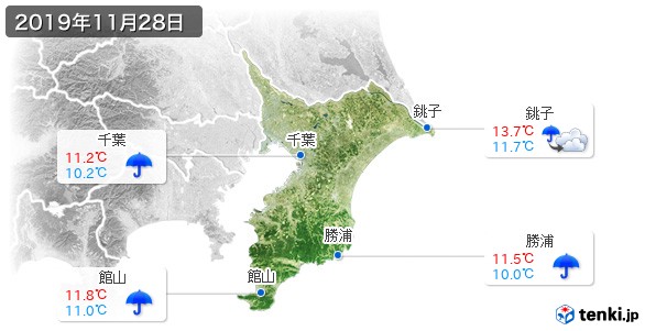 千葉県(2019年11月28日の天気
