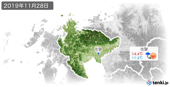 佐賀県(2019年11月28日の天気