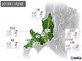 2019年11月29日の道央の実況天気