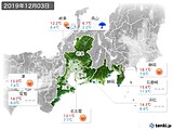 2019年12月03日の東海地方の実況天気