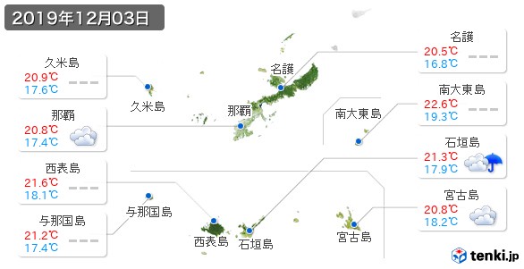 沖縄県(2019年12月03日の天気