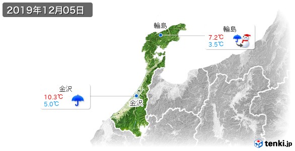 石川県(2019年12月05日の天気