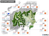2019年12月08日の関東・甲信地方の実況天気