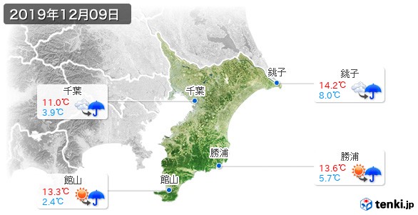 千葉県(2019年12月09日の天気